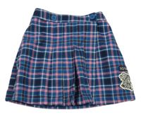 Petrolejovo-vínovo-ružová kockovaná zavinovací skladaná sukňa s erbem - Harry Potter M&S