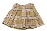 Hnedo-vínovo-biela kockovaná vlnená sukňa Next