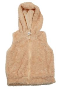 Ružová kožušinová podšitá vesta s kapucňou Shein