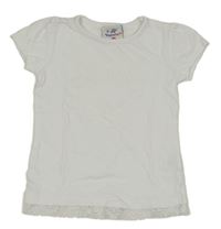 Biele tričko s nápisom a čipkou Topolino