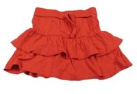 Červená vrstvená bavlnená sukňa s úpletovým pasom