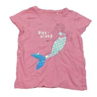 Ružové tričko s mořskou pannou s překlápěcími flitre Topolino