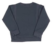 Tmavomodrá mikina s žebrováním a nápisom Matalan