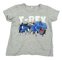 Šedé tričko s dinosaurem