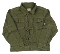 Khaki plátěná košilová bunda s kapsami