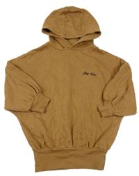 Hnědé teplákové oversize šaty s nápisem a kapucí Next