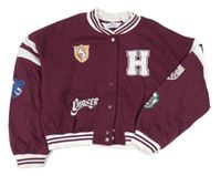 Vínovo-smotanová baseballová crop mikina s písmenem a erbem - Harry Potter H&M