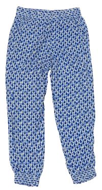 Modro-biele vzorované ľahké nohavice