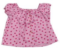 Ružový bodkovaná ý crop top s gombíkmi zn. Matalan