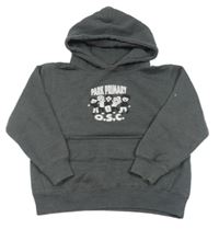 Tmavosivá mikina s nápisom a kapucňou
