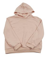 Svetloružová mikina s nápisom a kapucňou shein