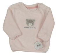 Nové - svetloružová plyšová mikina s medvěďom Nutmeg