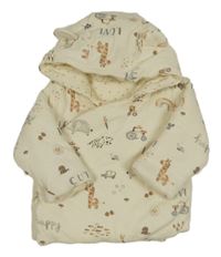 Smetanová zateplená zavinovací mikina se zvířátky a kapucí George