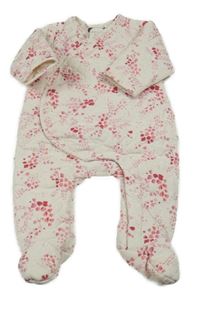 Bílo-růžový vzorovaný zateplený manšestrový overal 