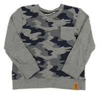 Šedo-tmavomodré army triko s kapsou kids