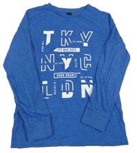 Modré melírované tričko s nápisom C&A