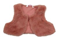 Ružová kožušinová podšitá vesta