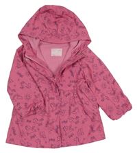 Ružová šušťáková jarná bunda s jednorožcami a kapucňou M&Co.