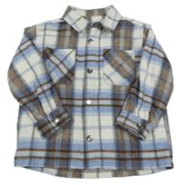 Modro-bielo-hnedá kockovaná ľahká košeľová bunda Next