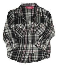 Černo-bílo-růžová kostkovaná halenka YD