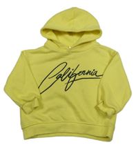 Žltá mikina s nápisom a kapucňou Zara