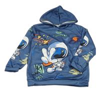 Modrá mikina s astronautem a kapucňou shein