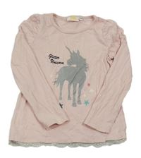 Svetloružové tričko s jednorožcom Kids