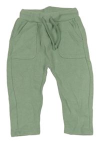 Zelené úpletové tepláky s vreckami