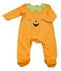 Oranžový zamatový overal - tekvica