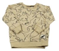 Béžovo-čierna mikina s dinosaurami Pep&Co