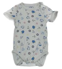 Biele vzorované body s kotvami