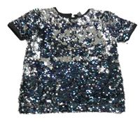 Černo-stříbrné flitrové tričko Primark