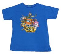 Modré tričko s potlačou