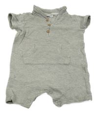 Šedý žebrovaný kraťasový overal s límečkem Next