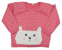 Ružová bodkovaná á mikina s mačkou