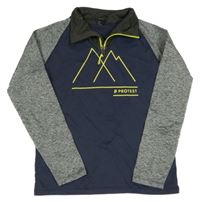 Tmavomodro-šedá sportovní mikina s nápisem 