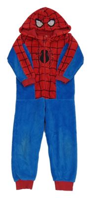 Modro-červená chlupatá kombinéza s kapucí - Spiderman C&A