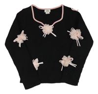Čierny rebrovaný ľahký sveter s 3D kvety River Island