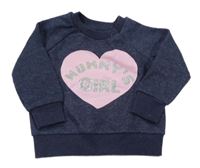 Tmavomodrá melírovaná mikina so srdcem Primark