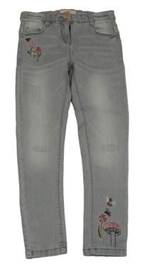 Šedé skinny rifle s květy Next