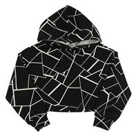 Čierno-biela vzorovaná crop mikina s kapucňou Shein