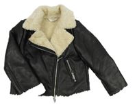 Černý koženkový zateplený crop křivák Primark
