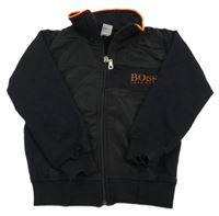 Čierno-oranžová prepínaci športová mikina so šusťákovým prvkem