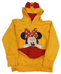 Hořčicovo-červená mikina s Minnie a kapucňou