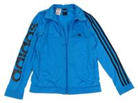 Modro-černá propínací sportovní mikina s pruhy Adidas