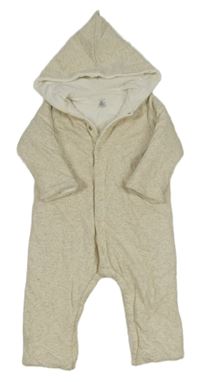 Béžová melírovaná zateplená kombinéza s kapucňou