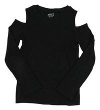 Černé žebrované triko s holými rameny Next