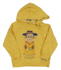 Hořčicová mikina s opicí a kapucí Mayoral