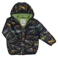 Tmavmodrá šusťáková zimní bunda s diny a kapucí Next