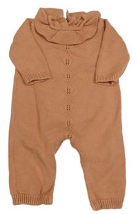 Růžový vzorovaný svetrový overal s volánky George